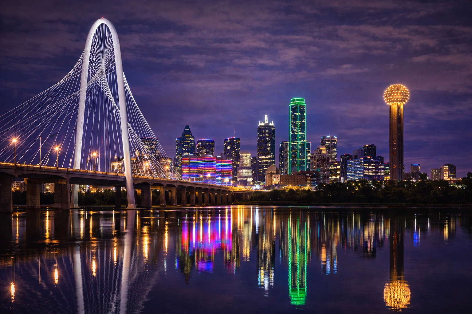 Dallas-Fort Worth skyline at night - EJR Agency operations area